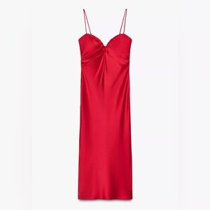 Nwt-Zara-Satin Sweetheart Midi Dress- small